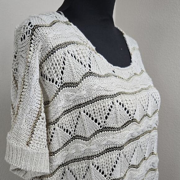 Carducci Open-Knit Short Sleeve Sweater – Size‎ L (NWT) - Picture 2 of 5